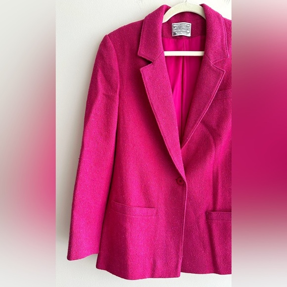 Pendleton Women's Fuchsia Wool Blazer, Bright Pink Jacket, Size Large - Picture 4 of 16